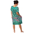 thumbnail image 4 of Women's Floral Printed Short-Sleeve Lounger Nightgown Sleepwear, 3X-Large Teal, 4 of 5