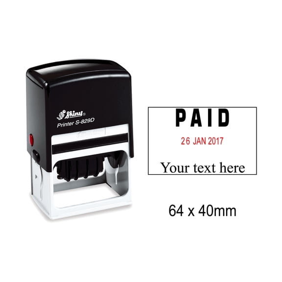 Shiny Date Stamp Self Inking With Paid & Your Text Here Text Ofiice Stationery Rubber Stamper S-829D