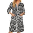 thumbnail image 2 of BOMYJESK Robes for Women Collar 3/4 Sleeve Zip Front House Coat Knee Length Lightweight Bathrobe Soft Breakfast Gown with Pockets White M, 2 of 7