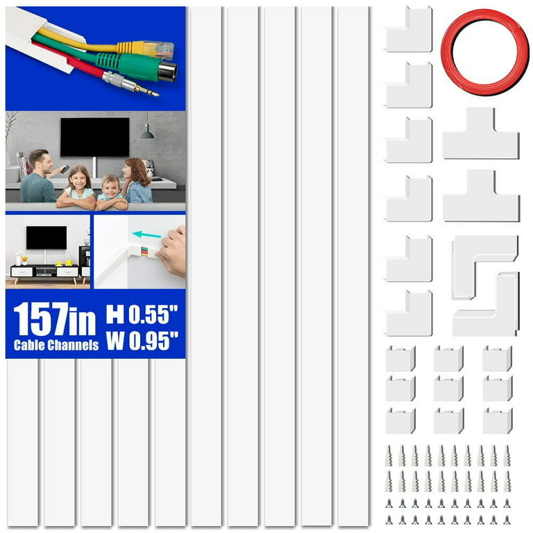 Delamu Cord Cover Wall, 142in One-Cord Channel Cord Hider Wall, Mini Size Wire  Covers for Cords, Paintable Cable Concealer to Hide Spe