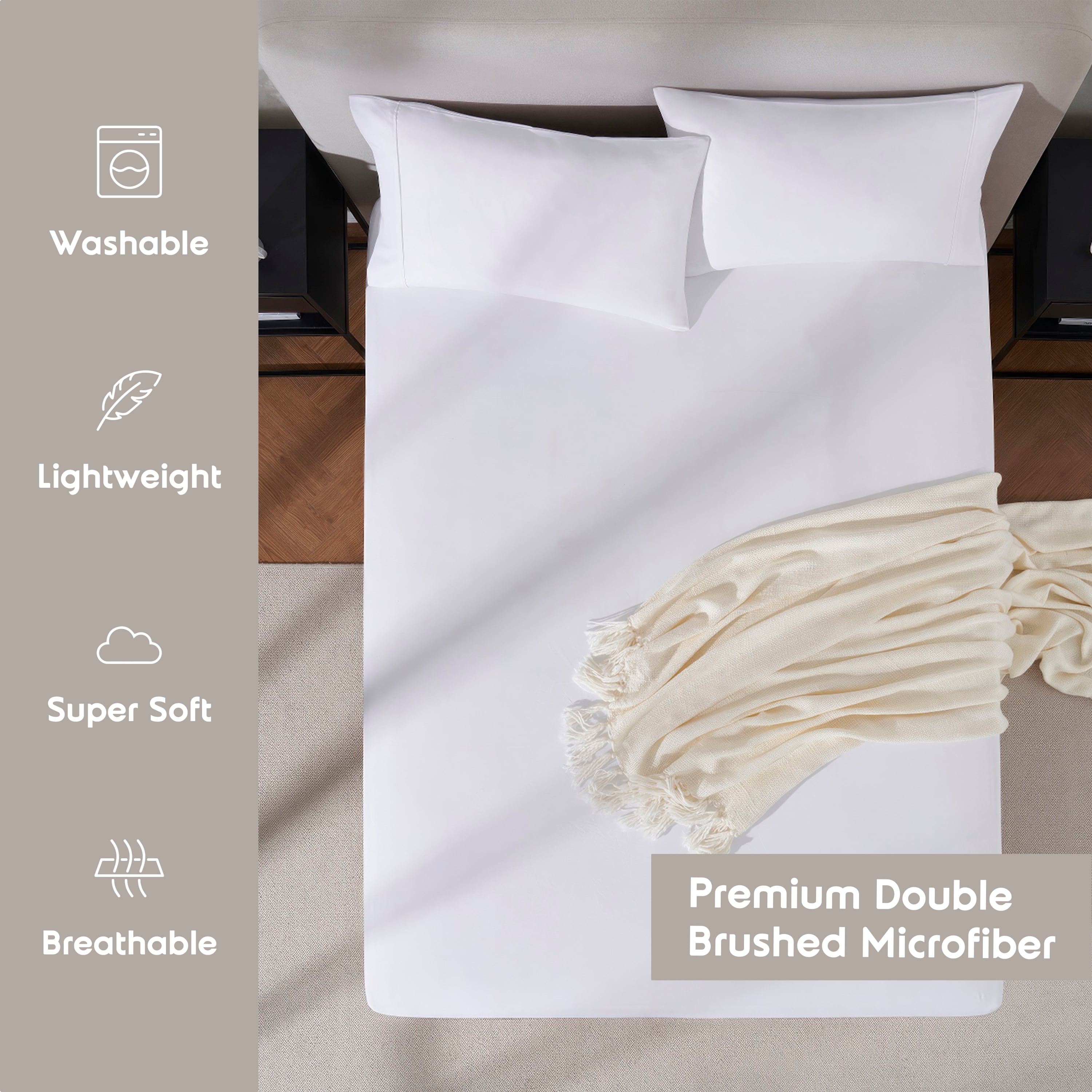 Lammaloe 2 Pack Extra Deep Pocket California King Fitted Sheet Only, Fits 18" to 24" Mattress, Soft Microfiber Fitted Bed Sheet, White