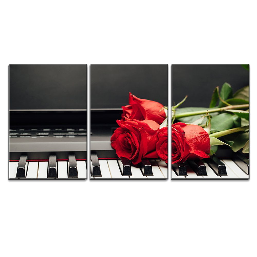 Antique Piano Violin and Rose 3.2 Wall Art Canvas Picture Print 