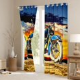thumbnail image 3 of Castle Fairy Vintage Motorcycle Blackout Curtains Set of 2 (52x84 Each) for Teens, Sunset Art Window Curtains for Bedroom, Blue Orange, 3 of 6