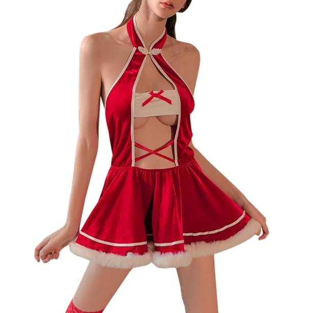 Gibobby Sujetador De Encaje Para Mujer Ropa De Dormir Ropa De Dormir Mujer Cuello En V Bordado Encaje Lencería Lenceria China Gifts Lenceria Sexy Mujer(Rojo, Talla única)