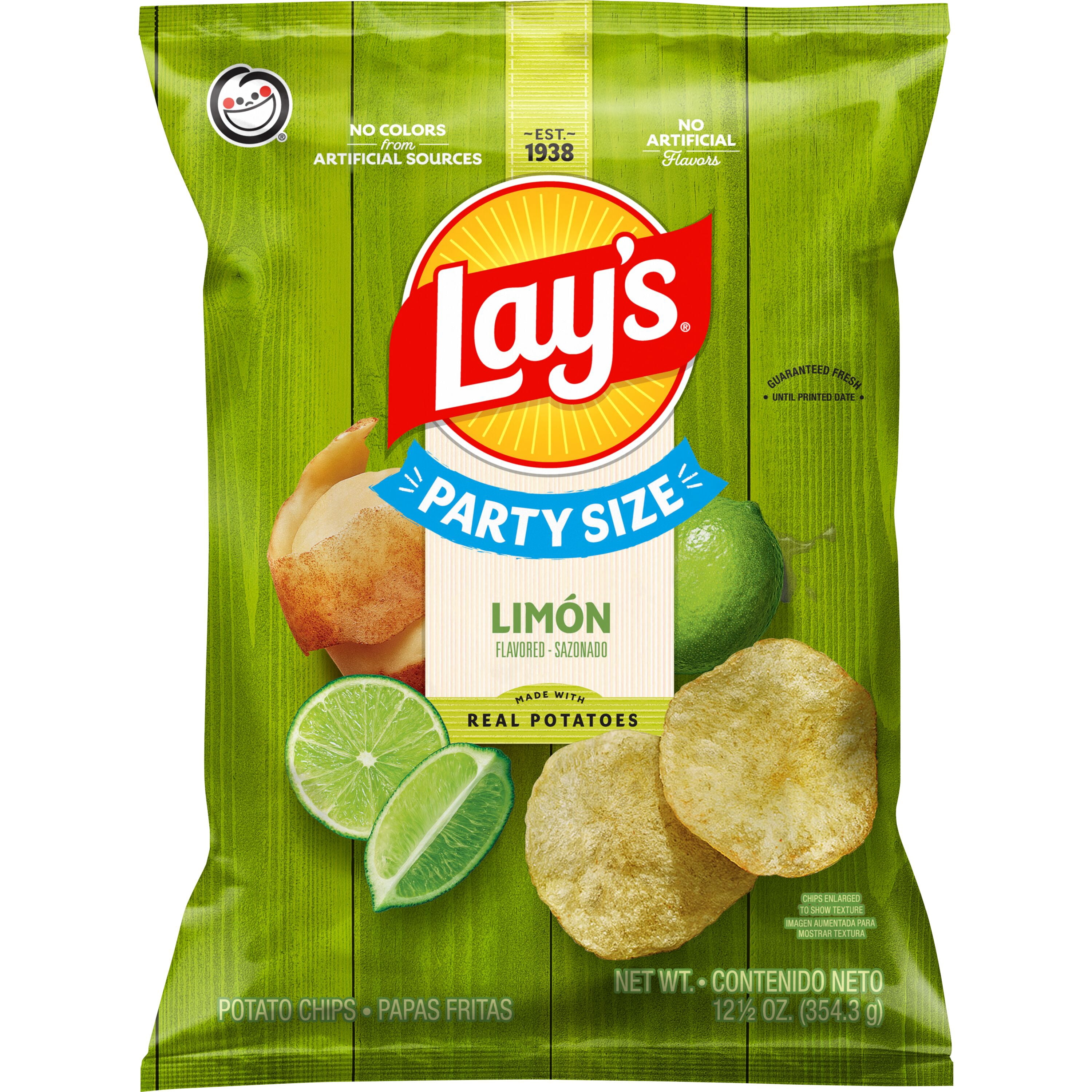 (3 pack) Lay's Limon Flavored Potato Chips, Party Size, 12.5 Ounce Bag