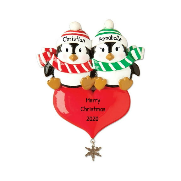 Ornaments by Elves Personalized Penguin Couple Christmas Tree Ornaments Holiday Decoration .25lbs