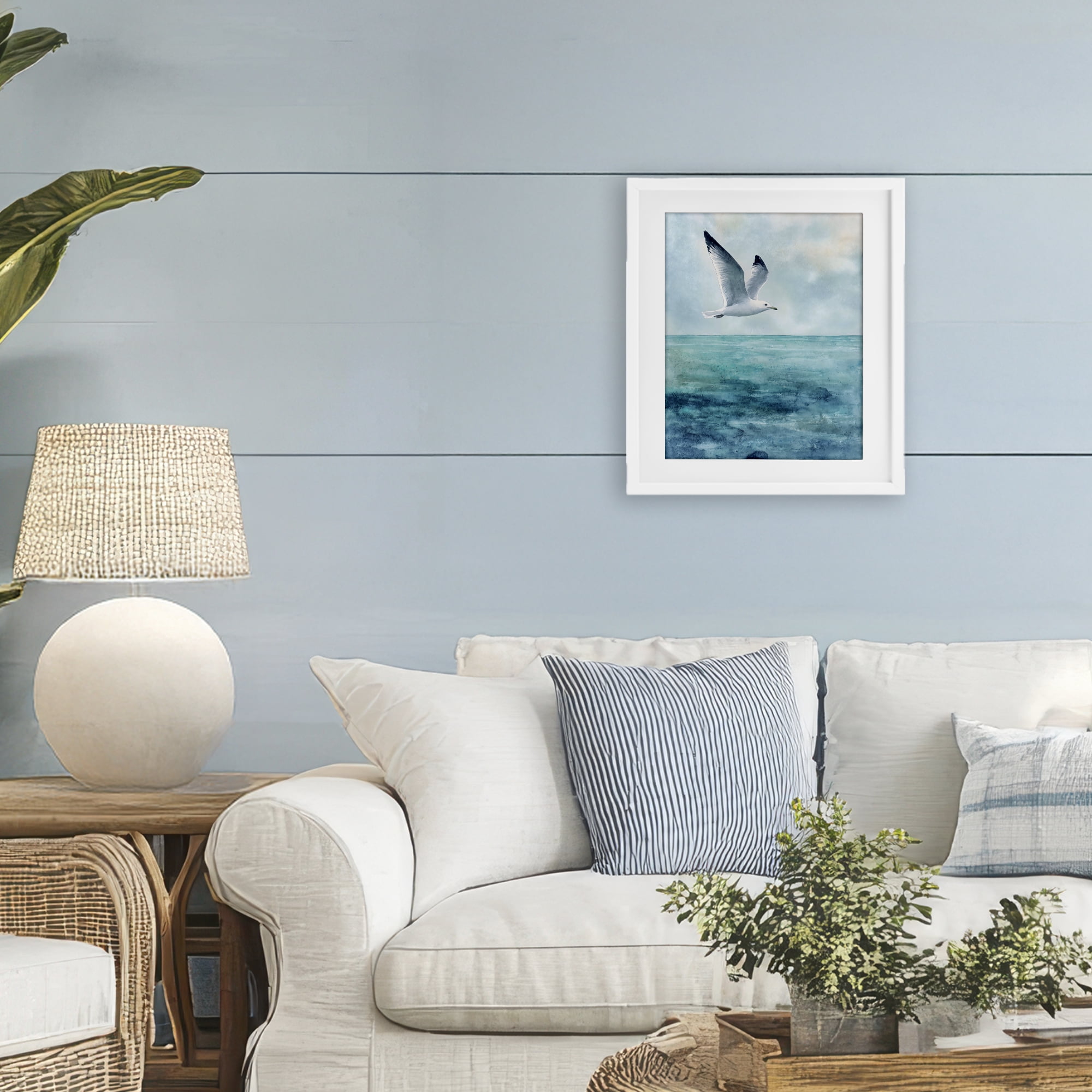 Stupell Industries Seagull With Black Tips White Framed Print Under Glass, design by Franklyn Gregory