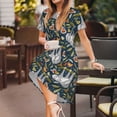 thumbnail image 3 of Fotbe Cute Sloth Vestido Largo de Moda para Mujer, Vestido Tipo Camiseta con Manga Corta y Estilo Casual a Rayas y Bloques de Color, 3 of 6