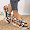 thumbnail image 5 of Summer Wedges for Women Vintage Ethnic Style Fish Mouth Snake Pattern Sandals Ankle Strap Heeled Sandals (White,42), 5 of 5
