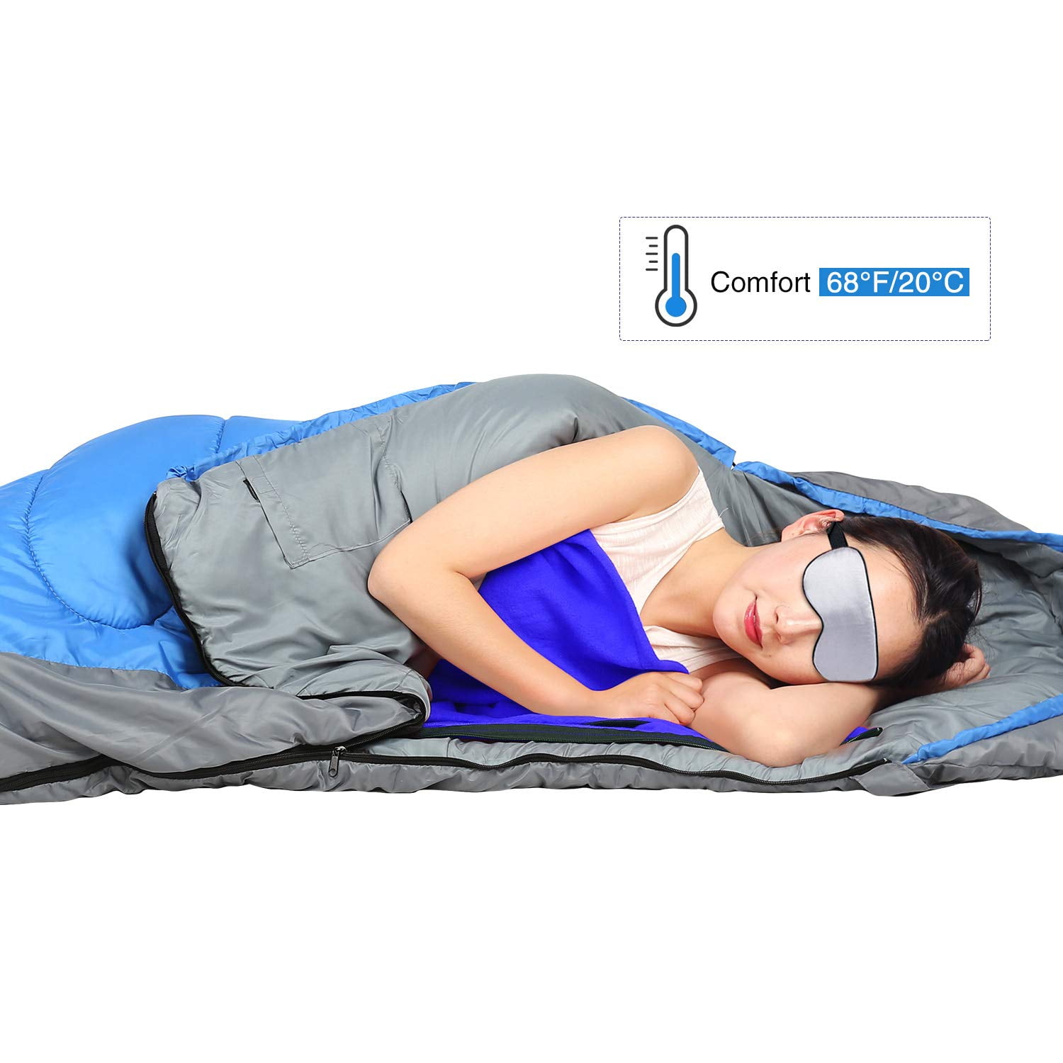 REDCAMP Fleece Sleeping Bag Liner for Adult Warm Weather, Full Sized Zipper Backpacking Blanket for Outdoor Camping or Indoor Used with Sack