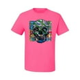 thumbnail image 2 of Wild Bobby, Colorful Abstract Skull Face Streetwear Men's Graphic T-Shirt, Neon Pink, 2XL, 2 of 3