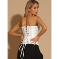 thumbnail image 4 of Corsé con Cordones para Mujer Corsé Victoriano sin Tirantes Bustier para Fiestas Halloween Carnaval  blanco XL, 4 of 5