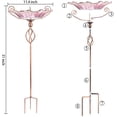 thumbnail image 4 of Glass Bird Bath Outdoor Birdbaths Garden Birdfeeder with Metal Stake Pink(Height:31ih), 4 of 7