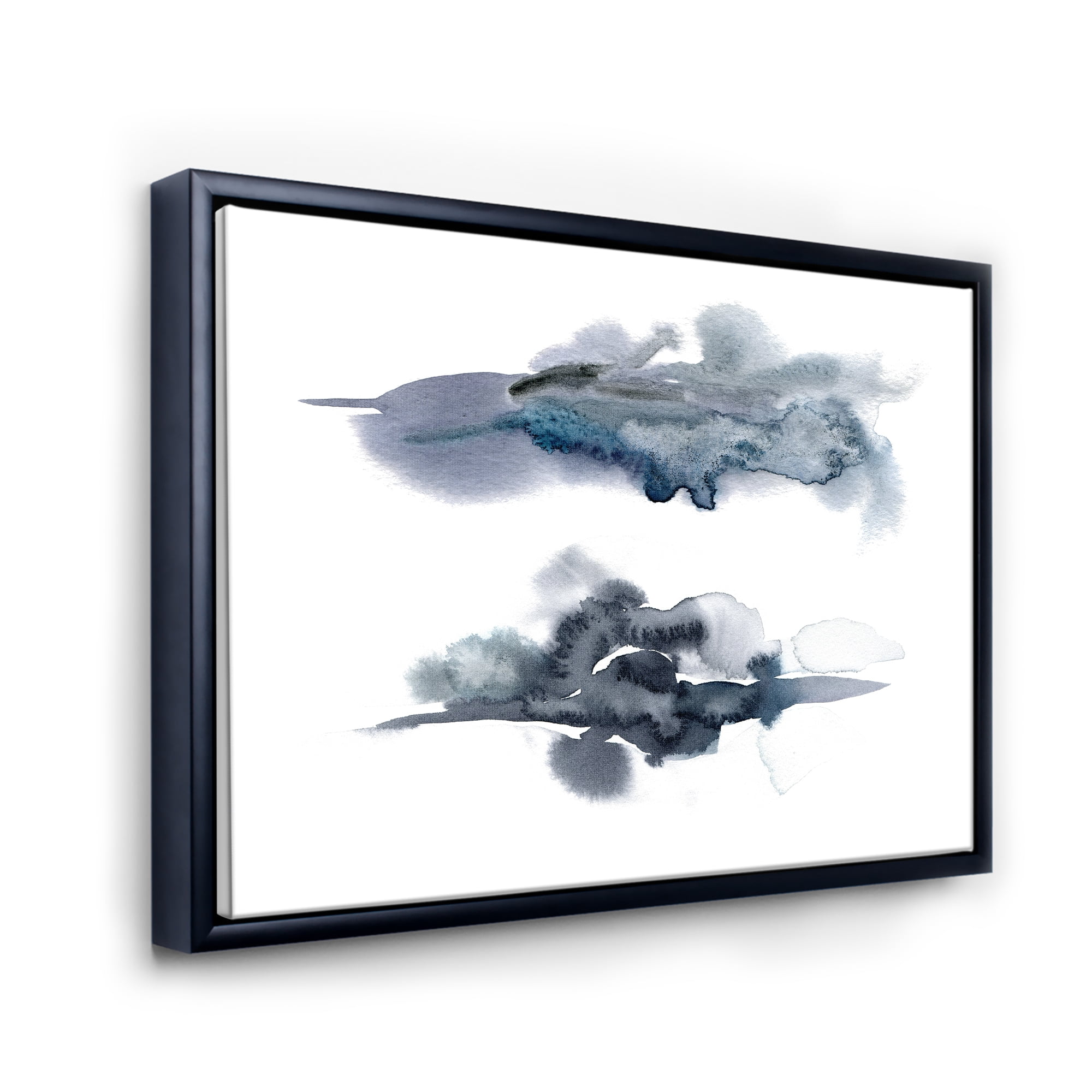 Designart 'Abstract Of Clouds Dark Blue Colored I' Modern Framed Canvas Wall Art Print
