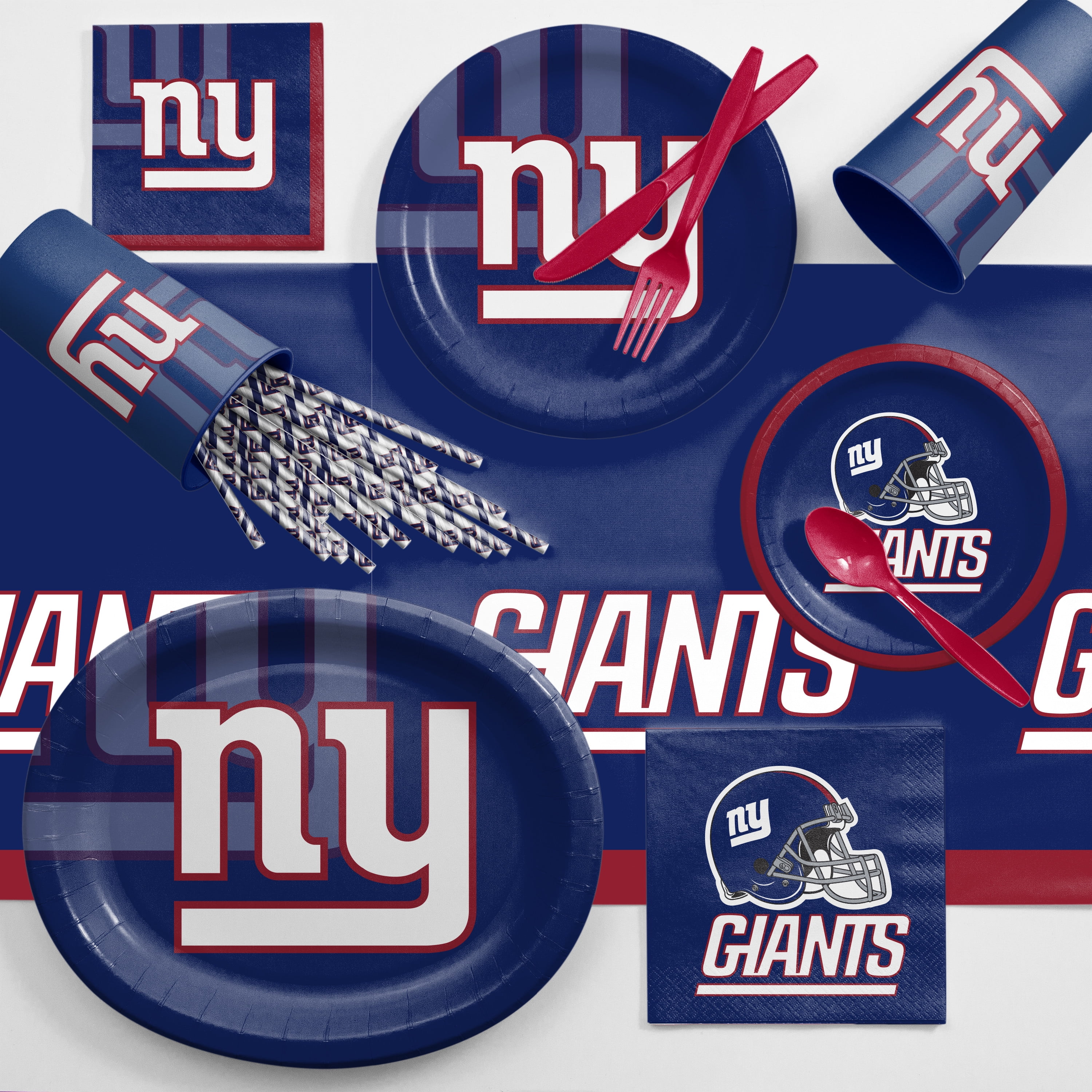New York Giants Round Paper Plates 24 Count for 24 Guests