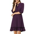 thumbnail image 1 of INSPIRE CHIC Robe A-Line en Mousseline Smockée pour Femme à Ourlet Volanté Superposé Manches 3/4 TG Violet, 1 of 8