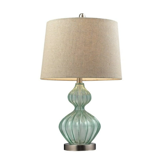 ElkGroup International Smoked Glass Table Lamp In Pale Green With Metallic Linen Shade