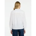 thumbnail image 4 of Time and Tru Women's Ruffle Neck Button Front Cotton Shirt with Long Sleeves, Sizes XS-XXXL, 4 of 6