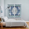 thumbnail image 4 of Blue Boho Kitchen Curtains 63 Inch Length, Farmhouse Bohemian Medallion Oriental Flower Grommet Top Bedroom Living Room Curtains, Light Filtering Cafe Curtain Drapes 2 Panels Set 84''x63'', 4 of 9