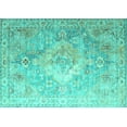 thumbnail image 1 of Ahgly Company Indoor Rectangle Medallion Turquoise Blue Traditional Area Rugs, 8' x 10', 1 of 4