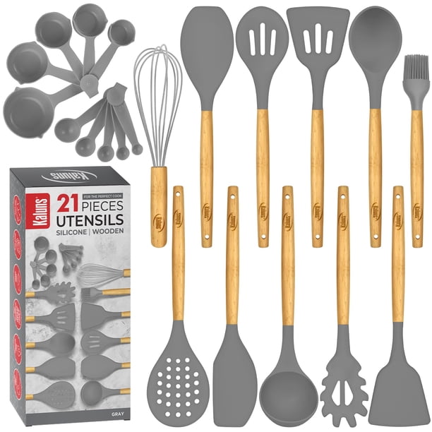 Juego De Utensilios De Cocina 21 Juego De Utensilios De Cocina De Madera Y Silicona Juego De Utensilios De Cocina Antiadherentes Y Resistentes Al Calor Herramientas De Cocina