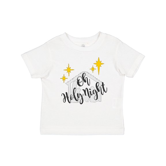 Inktastic Oh Holy Night Christmas Nativity with Yellow Stars Boys or Girls Baby T-Shirt