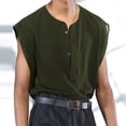 thumbnail image 2 of INCERUN Mens V Neck Sleeveless Shirt Button Up Henley Cami T Shirts Summer Casual Loose Tank Tops, 2 of 5