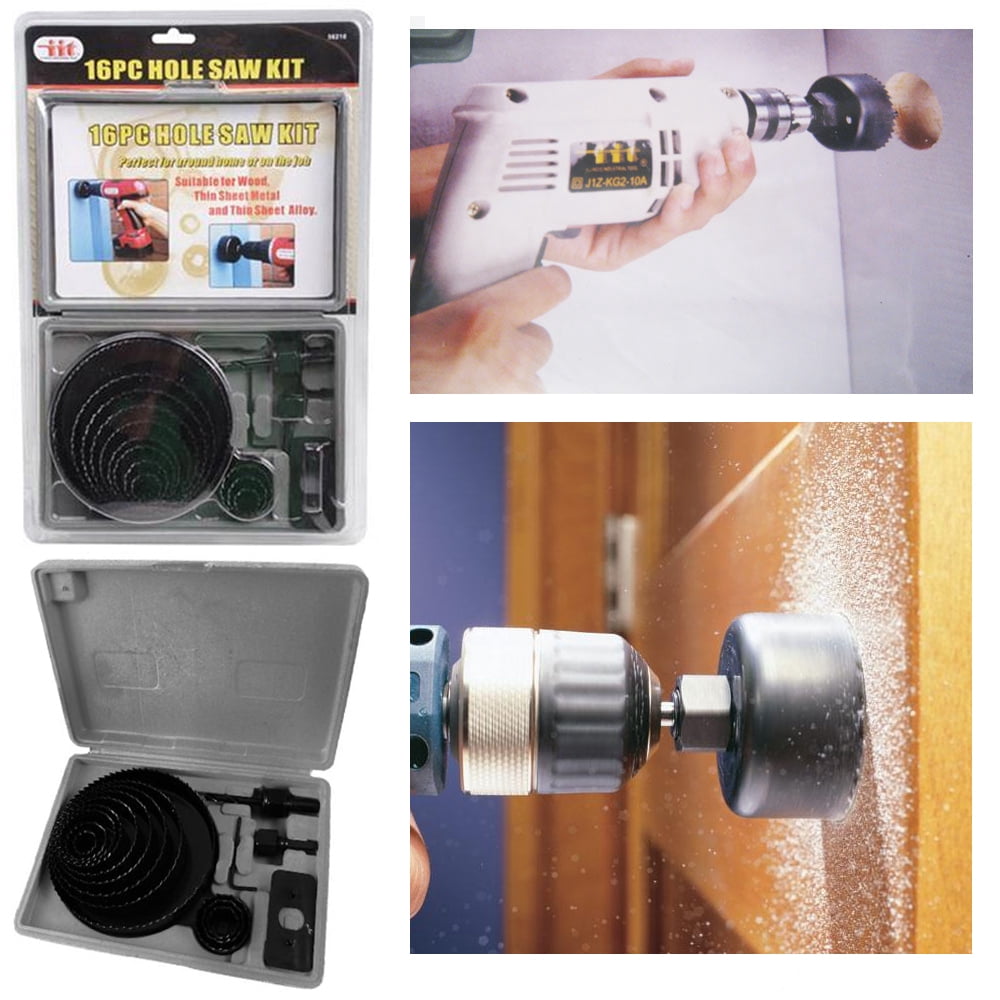 16 Pc Hole Saw Kit Sheet Metal Wood 