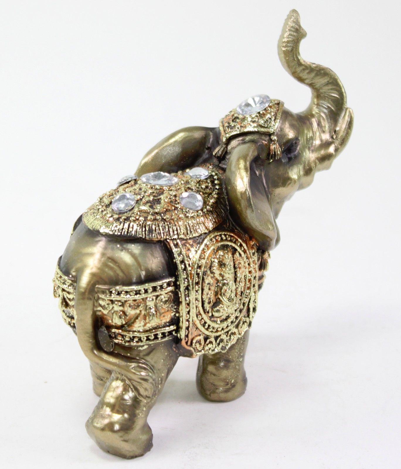 Feng Shui 5" Bronze Color Elephant Trunk Statue Wealth Lucky Figurine Gift Home Decor
