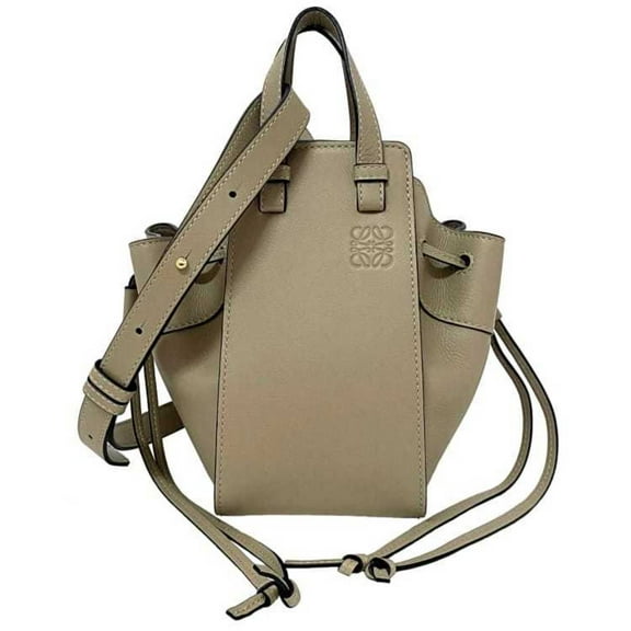 Pre-Owned LOEWE Shoulder Bag Hammock Beige 314.30.V07 Calf Leather Handbag Anagram Ladies (Good)