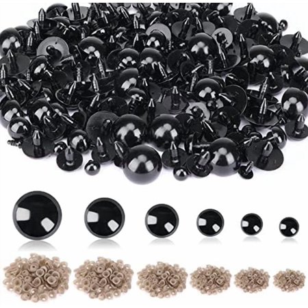 900 Pieces 6-16MM Black Plastic Safety Eyes with Washers for Crochet Animal Crafts Doll Making Supplier Bulk (6 Sizes)$$Art & Craft