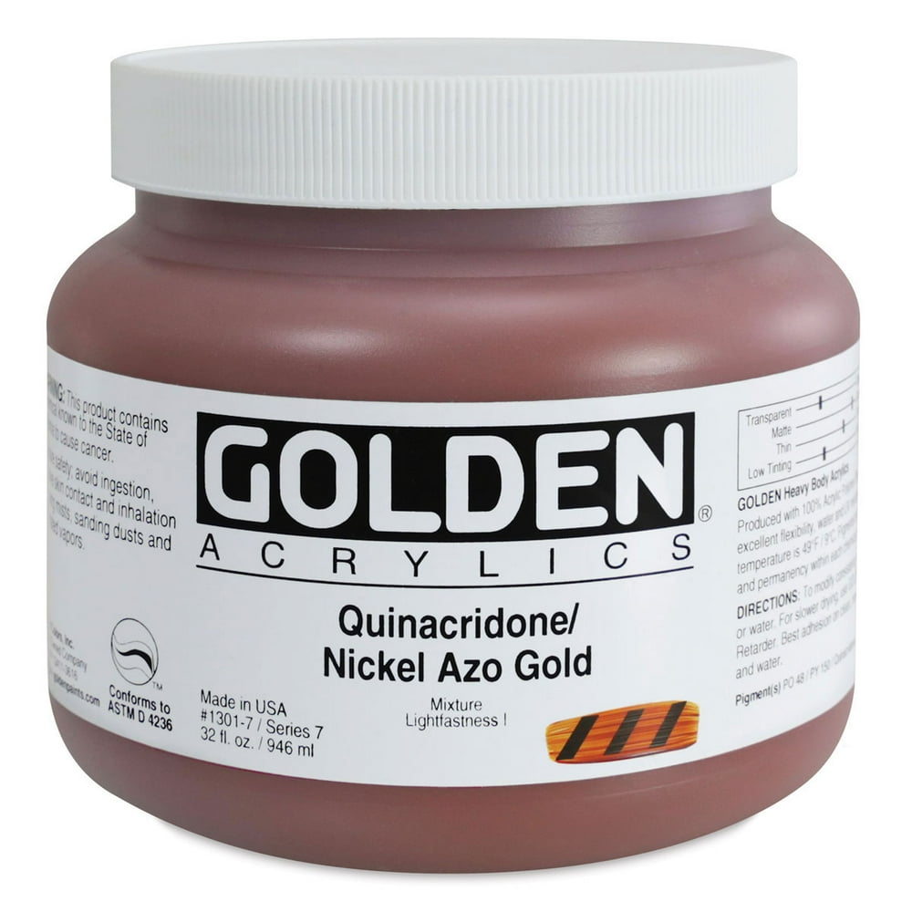 Golden Heavy Body Artist Acrylics Quinacridone/Nickel Azo Gold, 32 oz