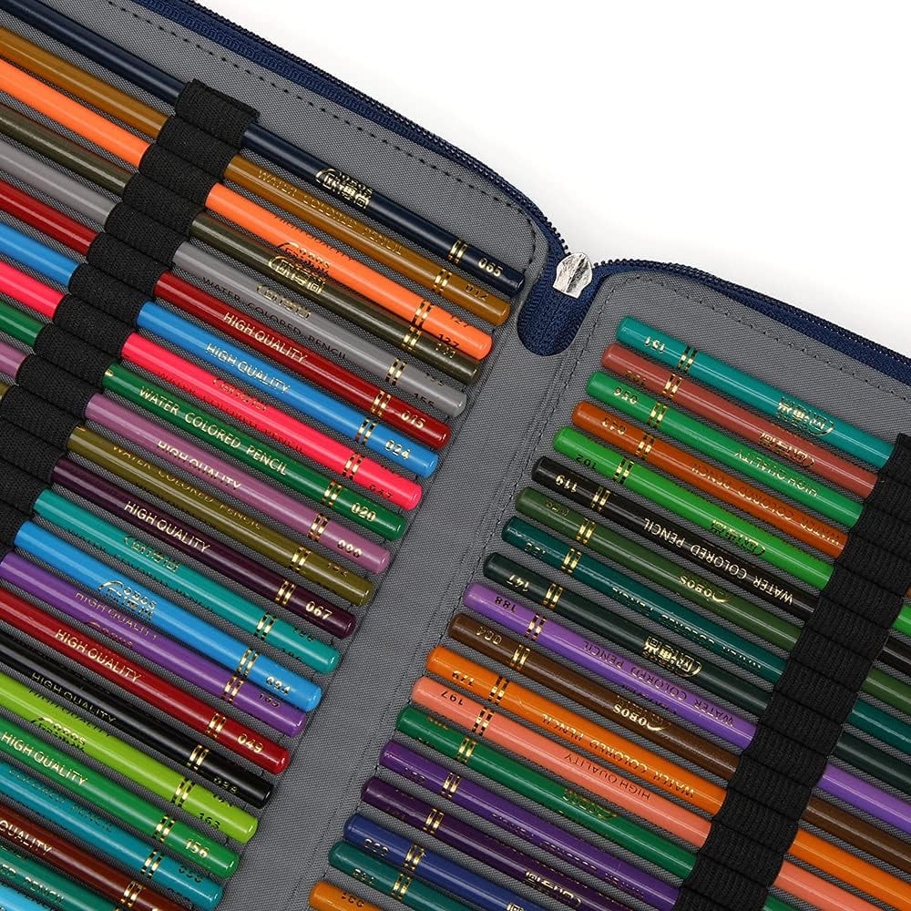 Colored Pencil Case - 200 Slots Pencil Holder with Zipper Closure Twill Fabric Large Capacity Pencil Case, for Watercolor Pens or Markers, Pencil Case Organizer for Artist
