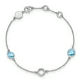 thumbnail image 5 of 925 Sterling Silver Swiss Blue Topaz Diamond Chain Gemstone Tennis Bracelet, 5 of 6