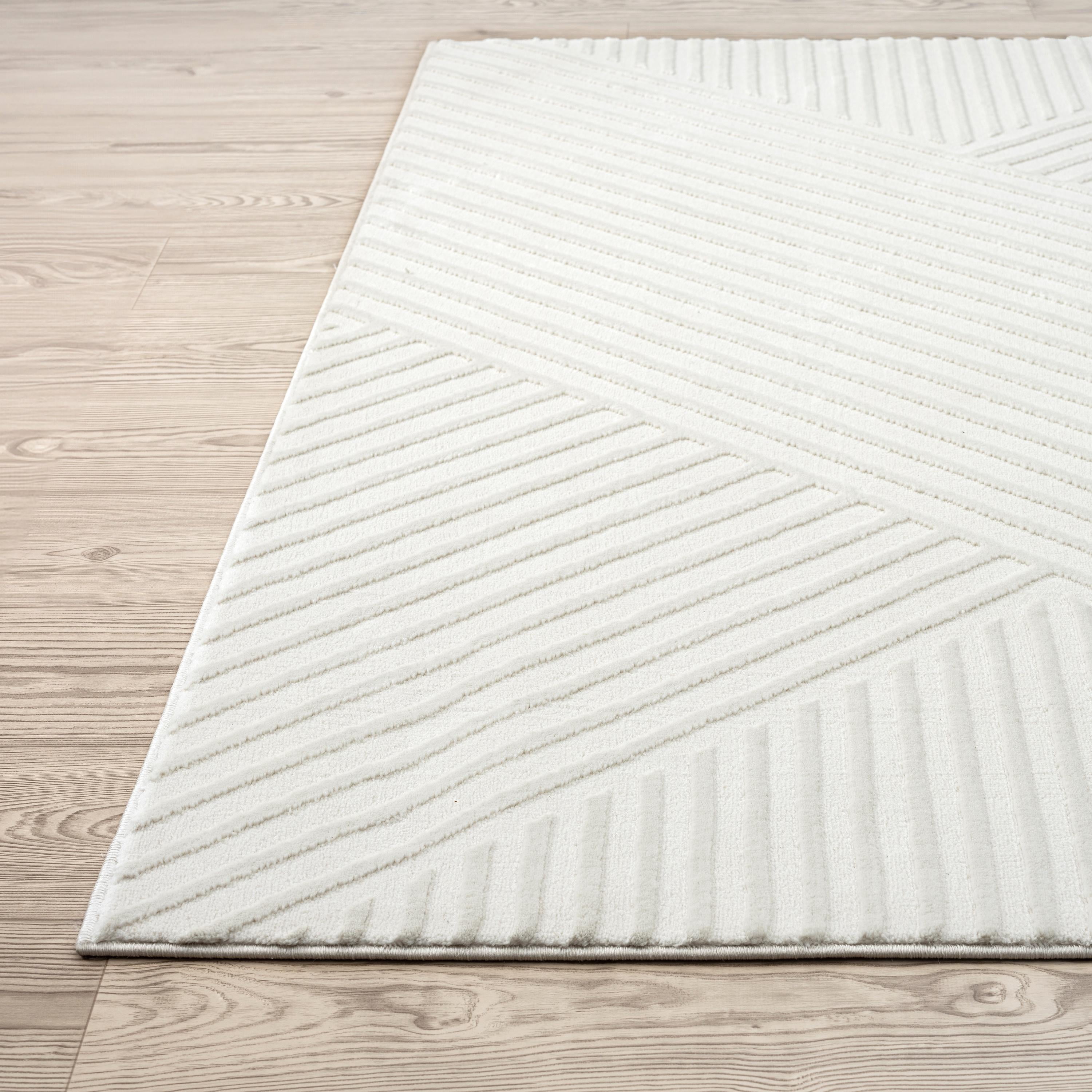 Abani Neutral Collection Area Rug Mid Century Modern Bedroom Living Room Decor Floor Rug 5 x 8 Cream