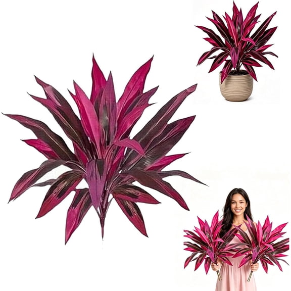 Artificial Boston Fern & Dragon Tree, 23.6-21.7in Faux Plants, Indoor Outdoor Decor