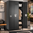 thumbnail image 2 of IKIMI 72" Metal Locker for Employees, 3 Doors Storage Cabinet Locker with Vented Compartments and Hooks for Gym, Garage, Living Room, Office, School, Black, 2 of 10