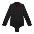 thumbnail image 5 of Vxuxlje Men's Latin Modern Dance Leotard Bodysuit Long Sleeves Solid Color Zipper Bowtie Shirt Tops Black L, 5 of 7
