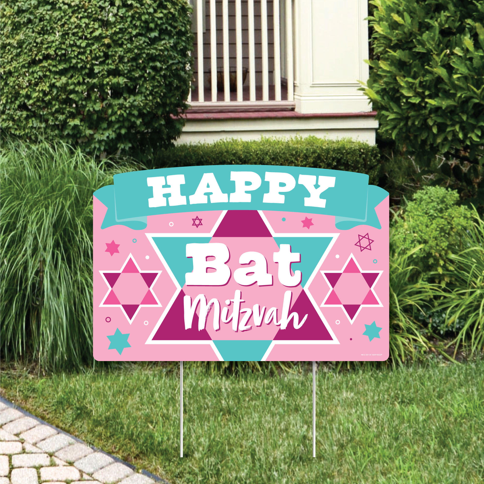 Hanging Vertical Paper Door Banners Girl Party Wall Decoration Kit Indoor Door Decor Big Dot of Happiness Pink Bat Mitzvah 