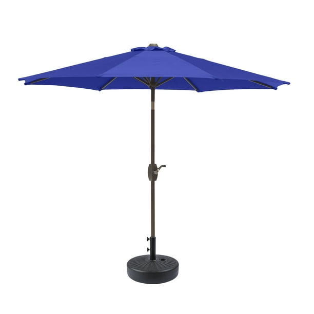 Alexander 9 Ft Patio Umbrella With Round Plastic Base Royal Blue Walmart Com Walmart Com