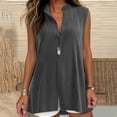 thumbnail image 4 of ClodeEU Women's Mandarin Collar Sleeveless Button Front Shirt,Casual Loose Fit Summer Tank Top Gray,Women's Plus XXL, 4 of 8