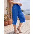 thumbnail image 4 of Womens Cropped Pants Drawstring Waist Wide Leg Lightweight Comfort Capris Casual Vacation Trousers with Pockets, Royal Blue, 3XL, 4 of 9