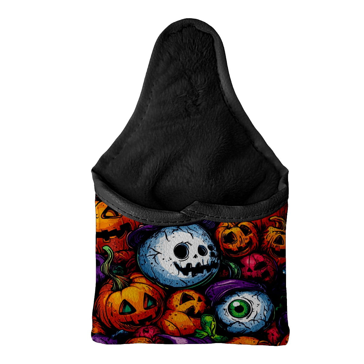 Golf Mallet Putter Cover Premium Leather Waterproof Golf Putter Head Cover with Magnetic Closure Pumpkin Eyeball