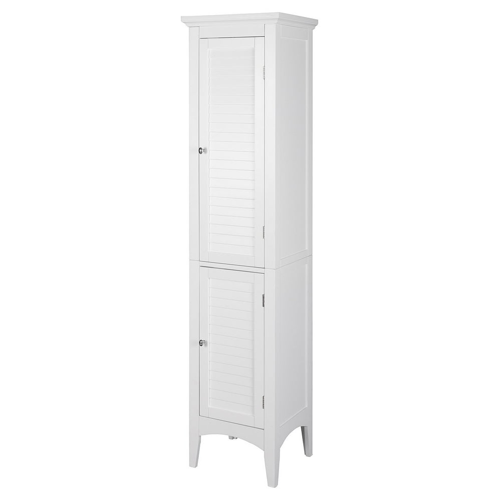 Elegant Home Fashions Sicily Linen Tower with 2 Shutter Doors, White