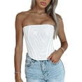 thumbnail image 6 of Biekopu Women Short Vest Tops, Sleeveless Strapless Off Shoulder Casual Party Irregular Hem Crop Shirt, 6 of 9