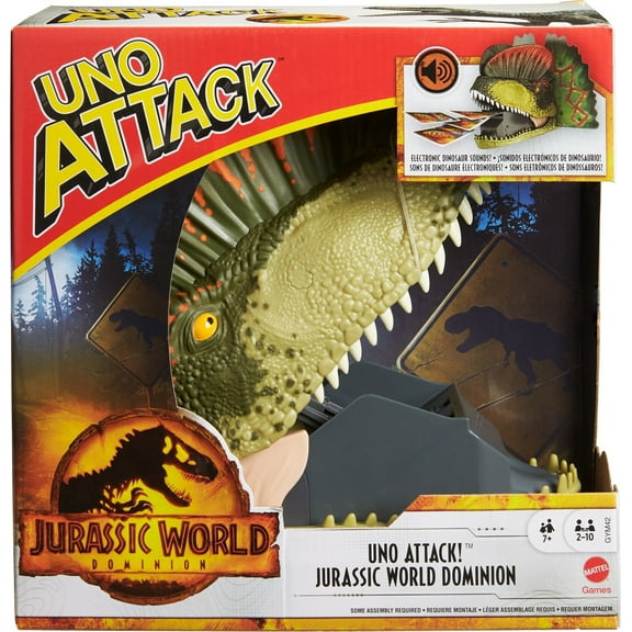 UNO Attack Jurassic World Domination Card Game For Kids with Dinosaur Card Launcher