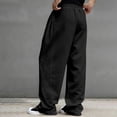 thumbnail image 6 of Havenx Men's Baggy Sweatpants Straight Wide Leg Drawstring Sweat Pants with Pockets Elastic Waist Open Bottom Sweatpants Loose Fit Soft Fall Winter Comfy Workout Trousers,Black 2XL, 6 of 8