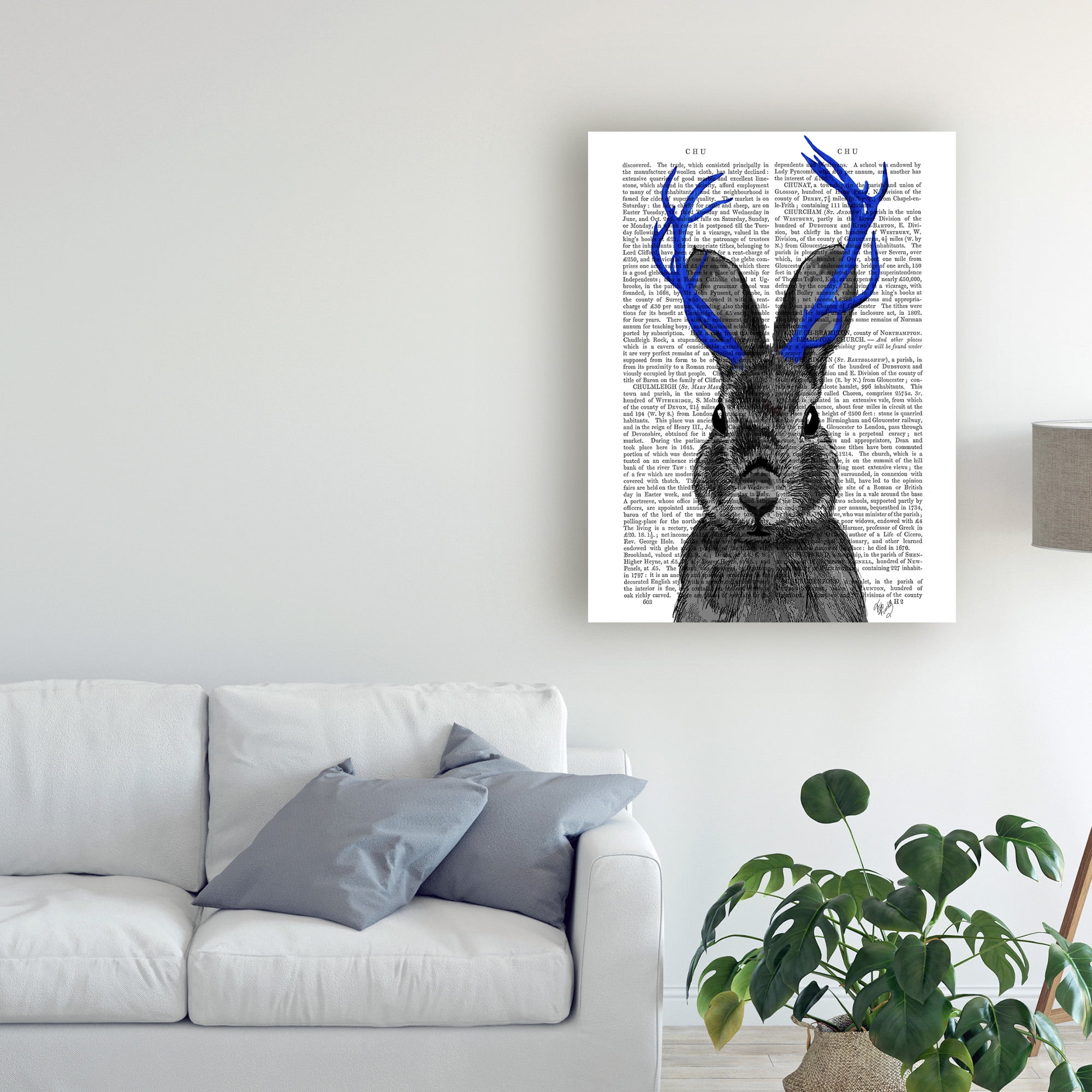 Trademark Fine Art 'Jackalope With Blue Antlers' Canvas Art by Fab Funky
