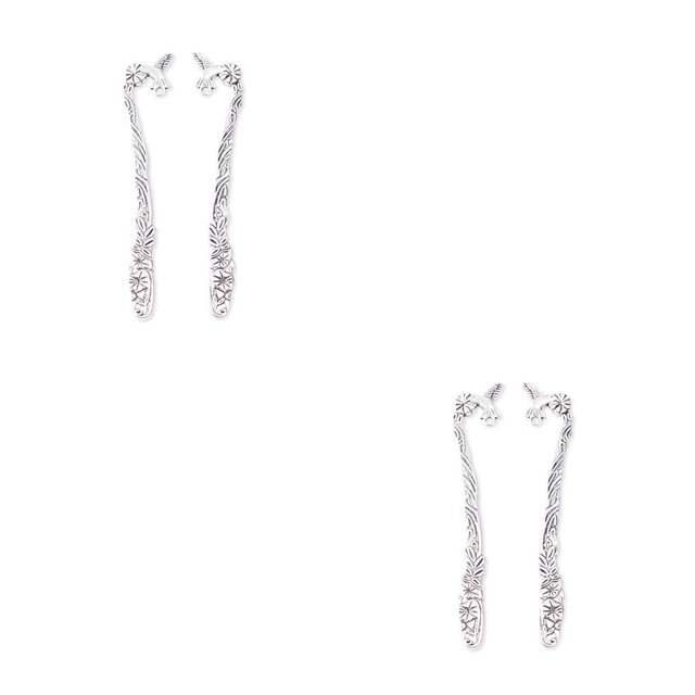Guardurnaity Palillo para el cabello, accesorios para hacer joyas, decoraciones de boda, horquilla de aleación, marcador de página hecho a mano, Plata antigua 2piezas