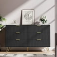 thumbnail image 2 of FURNIWAY Black 6 Drawer Dresser for Bedroom, Modern Dresser with Gold Metal Handles,Fluted Wood TV Stand for Living Room, Hallway, 2 of 9